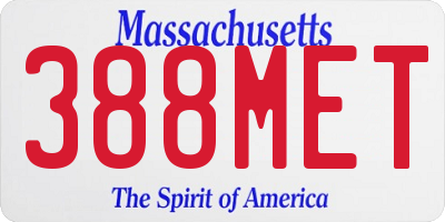 MA license plate 388MET