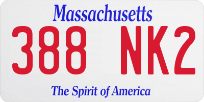 MA license plate 388NK2