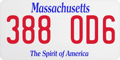 MA license plate 388OD6
