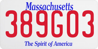 MA license plate 389G03