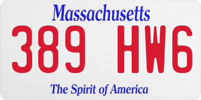 MA license plate 389HW6