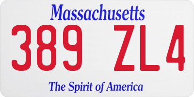 MA license plate 389ZL4