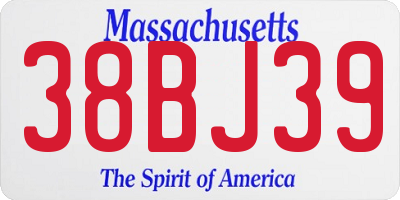 MA license plate 38BJ39