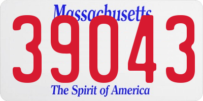 MA license plate 39043
