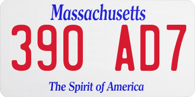 MA license plate 390AD7