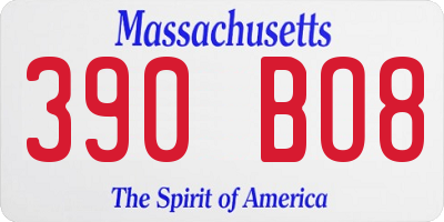 MA license plate 390BO8