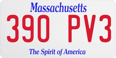 MA license plate 390PV3