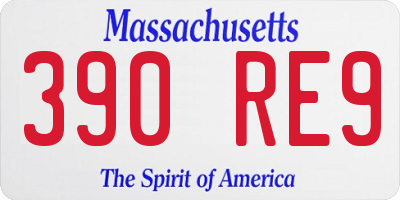MA license plate 390RE9