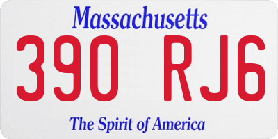MA license plate 390RJ6