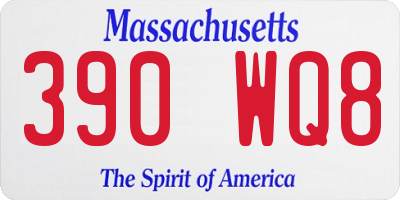 MA license plate 390WQ8