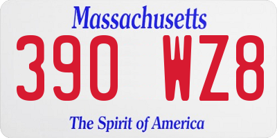 MA license plate 390WZ8