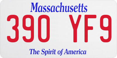 MA license plate 390YF9