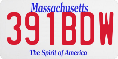 MA license plate 391BDW