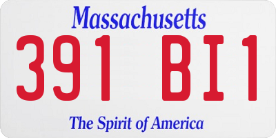 MA license plate 391BI1