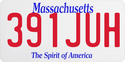 MA license plate 391JUH