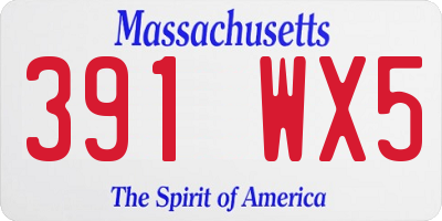 MA license plate 391WX5