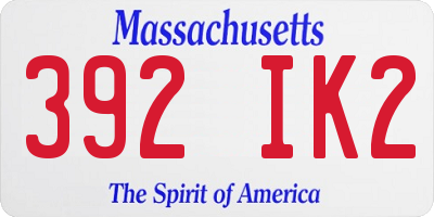 MA license plate 392IK2