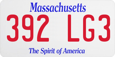 MA license plate 392LG3