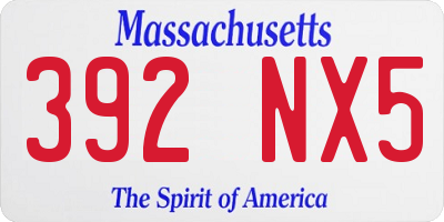 MA license plate 392NX5
