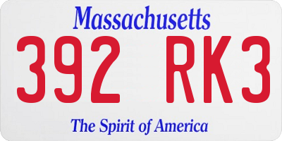 MA license plate 392RK3