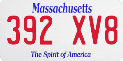 MA license plate 392XV8