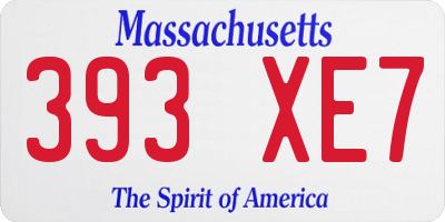 MA license plate 393XE7