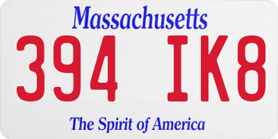 MA license plate 394IK8