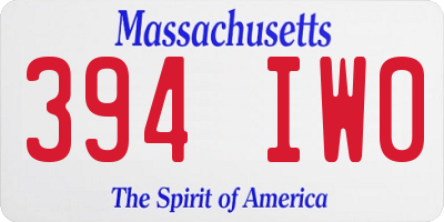 MA license plate 394IW0