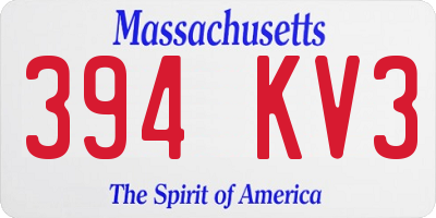 MA license plate 394KV3