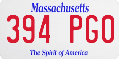 MA license plate 394PG0