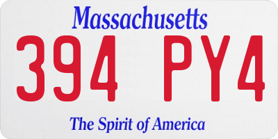 MA license plate 394PY4