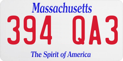 MA license plate 394QA3