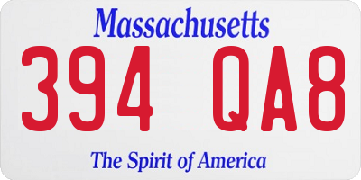 MA license plate 394QA8