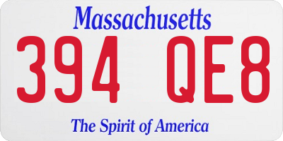 MA license plate 394QE8