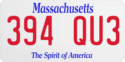 MA license plate 394QU3