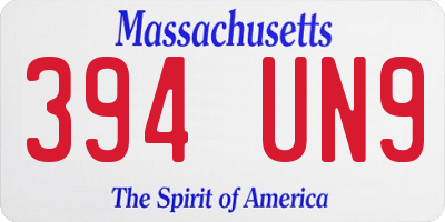 MA license plate 394UN9
