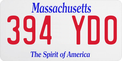 MA license plate 394YD0