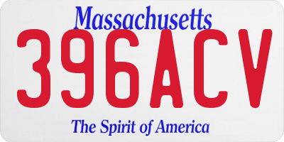 MA license plate 396ACV