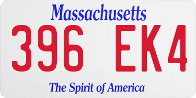 MA license plate 396EK4