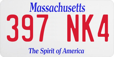 MA license plate 397NK4