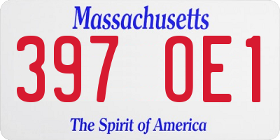 MA license plate 397OE1