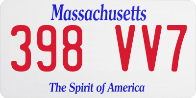 MA license plate 398VV7