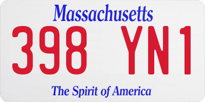 MA license plate 398YN1