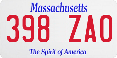 MA license plate 398ZA0