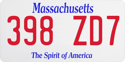 MA license plate 398ZD7