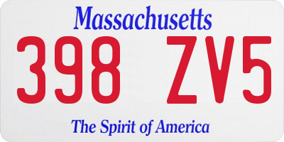 MA license plate 398ZV5