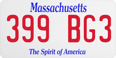 MA license plate 399BG3