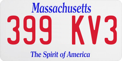 MA license plate 399KV3