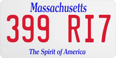 MA license plate 399RI7