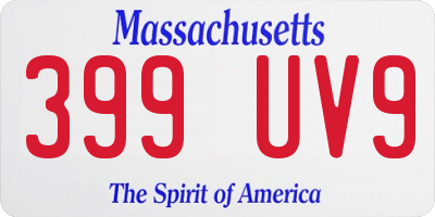 MA license plate 399UV9